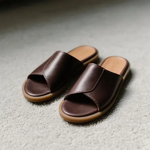 真皮軟底休閒拖鞋